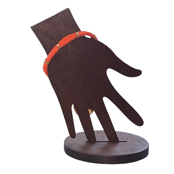 Michael Kors Orange Braided Leather Gold Charm Bracelet EUC - Picture 2 of 5